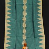 Handwoven Pure Linen  Saree with Temple Border