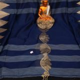 Handwoven Pure Linen  Saree with Temple Border