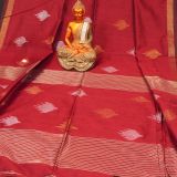 Maroon golden border handloom silk cotton motif saree