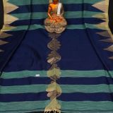 Handwoven Pure Linen  Saree with Temple Border