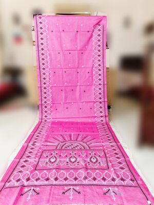 Santiniketan-Handloom-Pink-Traditional-Art-Kantha-Stitch-Saree