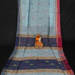 Ethnic Soft Cotton Handloom Saree Light Blue