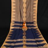 Handwoven Pure Linen  Saree with Temple Border Olive Grey