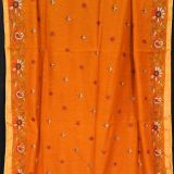 Mustard Yellow Silk Kantha Saree