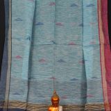 Ethnic Soft Cotton Handloom Saree Light Blue