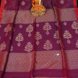 Awesome Purple Handwoven Cotton Linen Floral Jamdani Saree