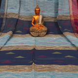 Ethnic Soft Cotton Handloom Saree Light Blue