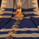 Handwoven Pure Linen  Saree with Temple Border Olive Grey