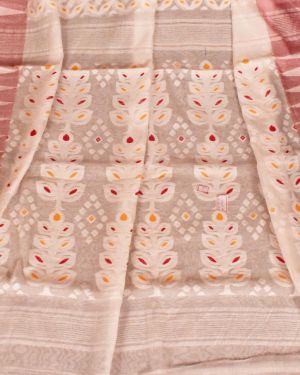Alluring White Minakari Jamdani Saree